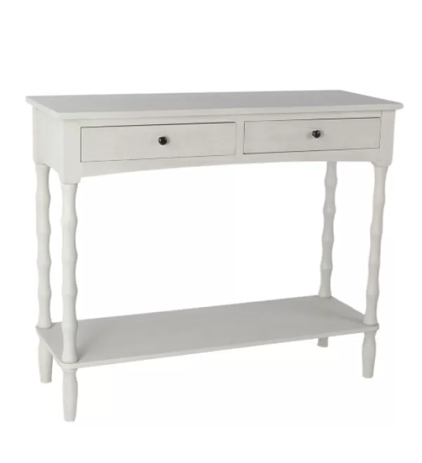 Console Tables-Kirkland's Home Spindle 2-Drawer Console Table White