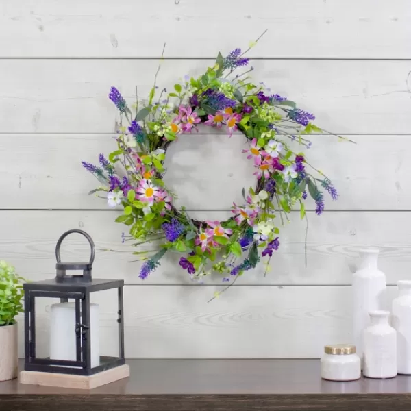 Wreaths-Kirkland's Home Spiral Lavender And Wildflower Blend Wreath Green/Pink/Purple