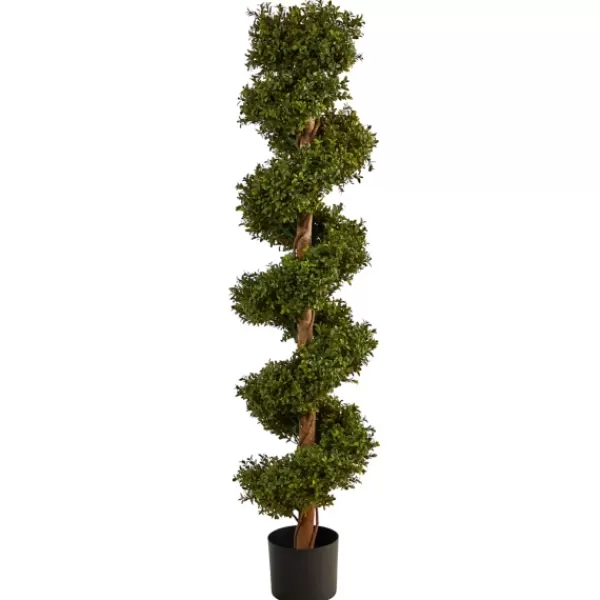 Trees & Topiaries-Kirkland's Home Spiraling Boxwood Topiary In Black Planter