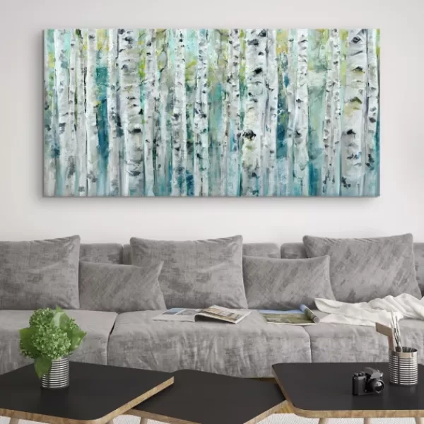 Canvas Art-Kirkland's Home Spring Birches Canvas Art Print White/Black/Blue/Green