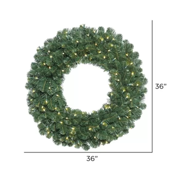 Wreaths-Kirkland's Home Square Oregon Fir Warm White Wide Bulb Wreath Green