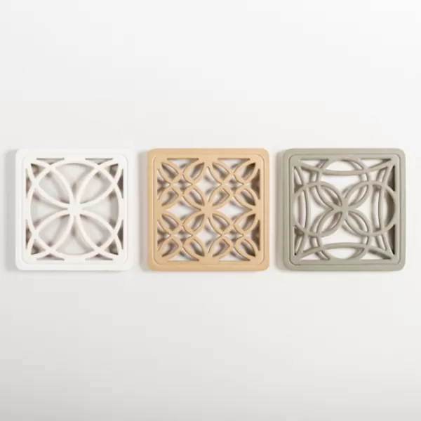 Wall Plaques-Kirkland's Home Square Scrollwork Wall Plaques, Set Of 3 White/Gray/Yellow