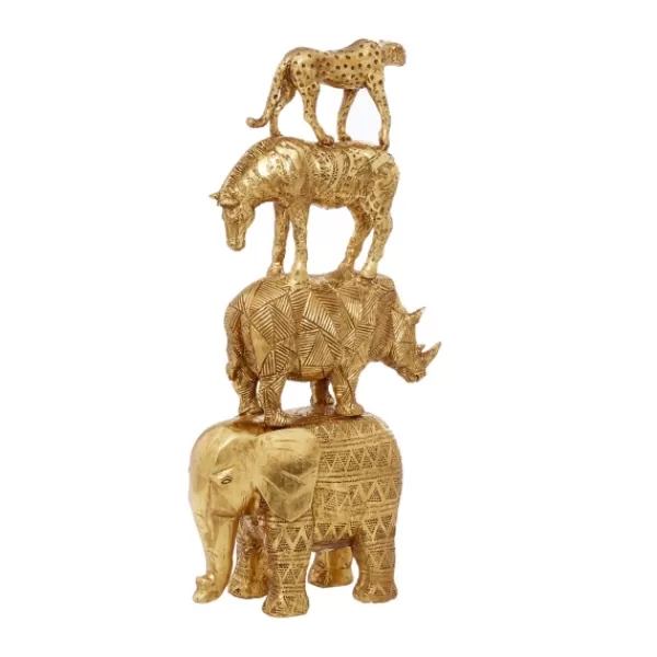 Statues & Figurines-Kirkland's Home Stacked Animals Statue Gold