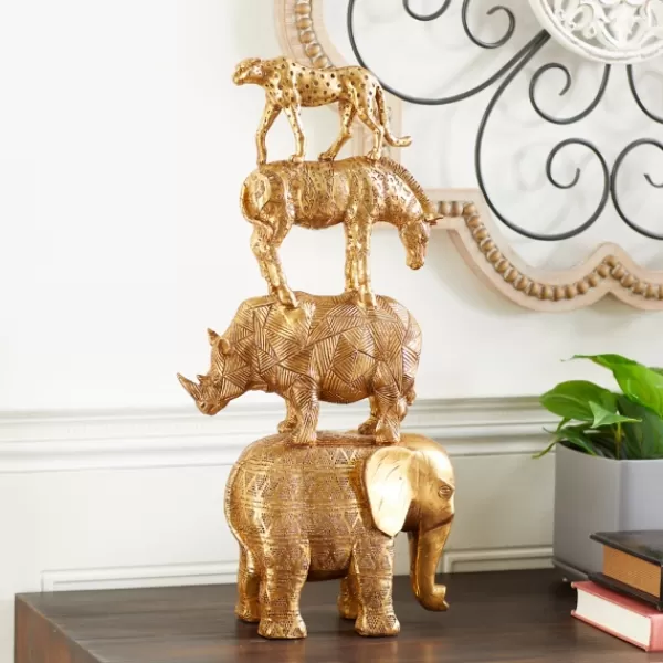 Statues & Figurines-Kirkland's Home Stacked Animals Statue Gold