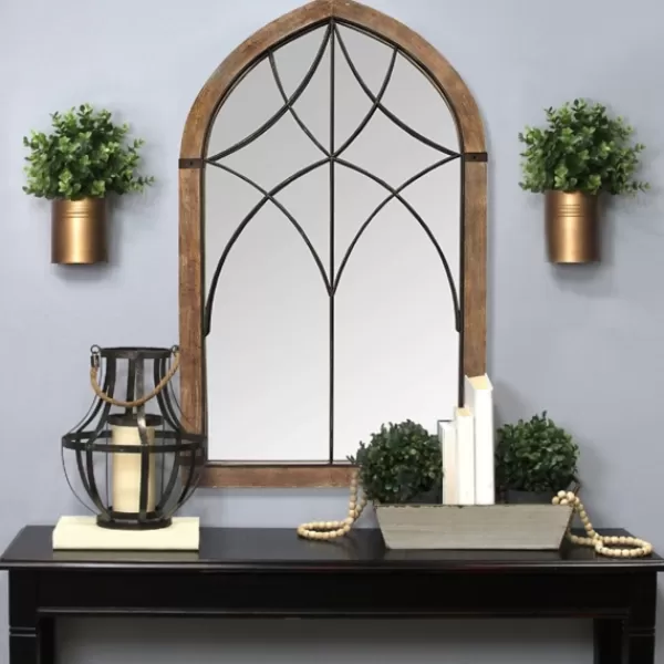 Decorative Mirrors-Kirkland's Home Stained Wood Frame Cathedral Wall Mirror