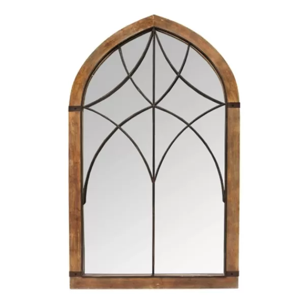 Decorative Mirrors-Kirkland's Home Stained Wood Frame Cathedral Wall Mirror