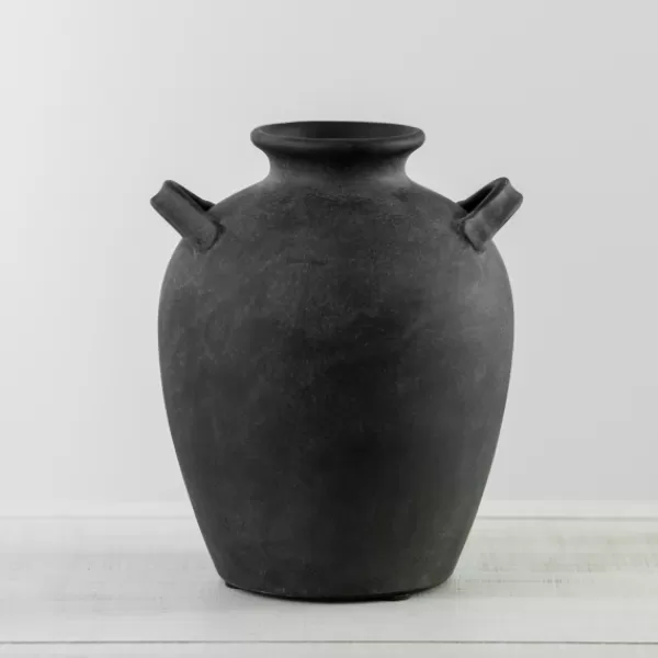 Vases-Kirkland's Home Stamos Matte Terracotta Vase, 10 In. Black