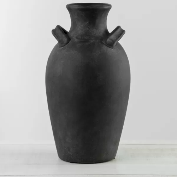 Vases-Kirkland's Home Stamos Matte Terracotta Vase, 14 In. Black