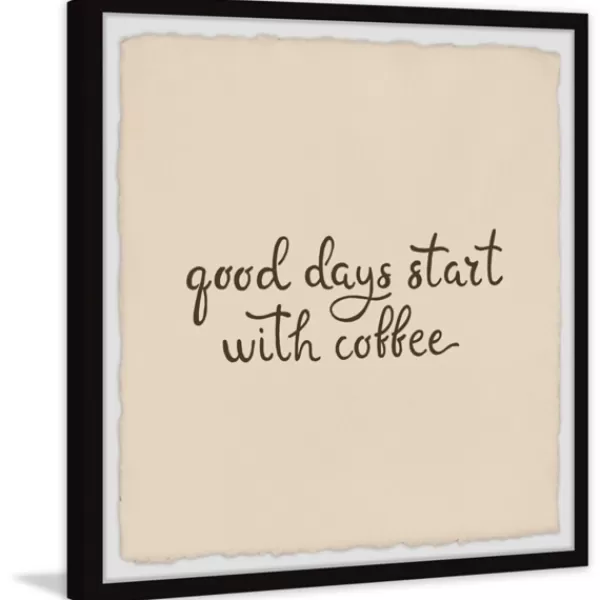 Wall Quotes & Signs-Kirkland's Home Start With Coffee Framed Wall Plaque Tan/Brown