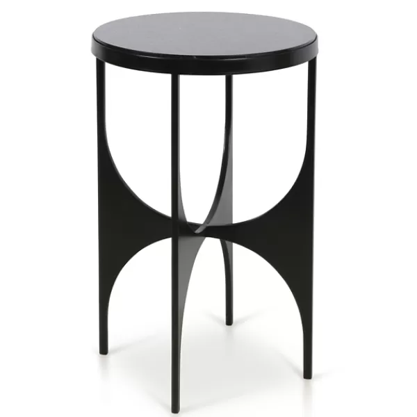 Accent & End Tables-Kirkland's Home Steel And Marble Lazer Cut Side Table Black