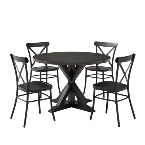 Dining Sets-Kirkland's Home Steel X-Back 5-Pc. Dining Set Black