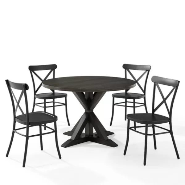 Dining Sets-Kirkland's Home Steel X-Back 5-Pc. Dining Set Black