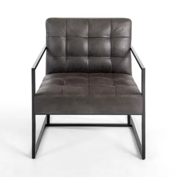 Accent Chairs-Kirkland's Home Steele Wyatt Faux Leather Accent Chair Gray