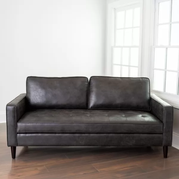 Sofas & Loveseats-Kirkland's Home Steele Wyatt Faux Leather Sofa Gray