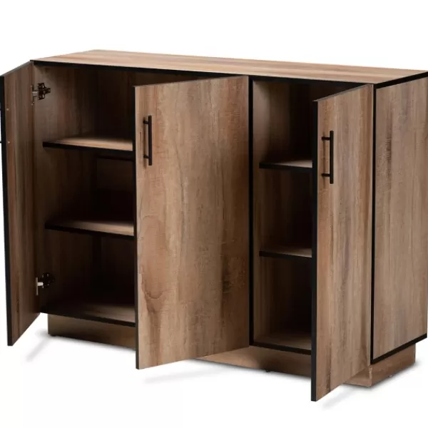 Cabinets & Sideboards-Kirkland's Home Stella Contemporary Oak 3-Door Sideboard