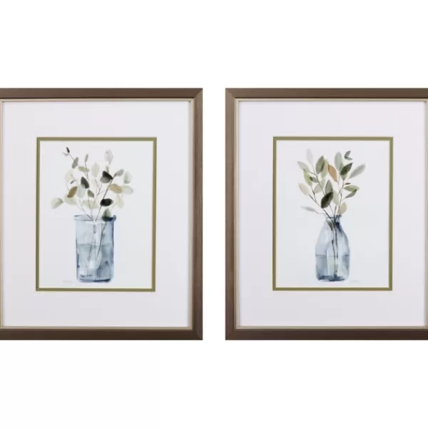 Framed Art-Kirkland's Home Still Moment Framed Art Prints, Set Of 2 White/Green/Blue