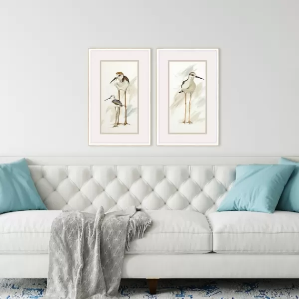 Framed Art-Kirkland's Home Stilt Birds Framed Art Prints, Set Of 2 White/Tan