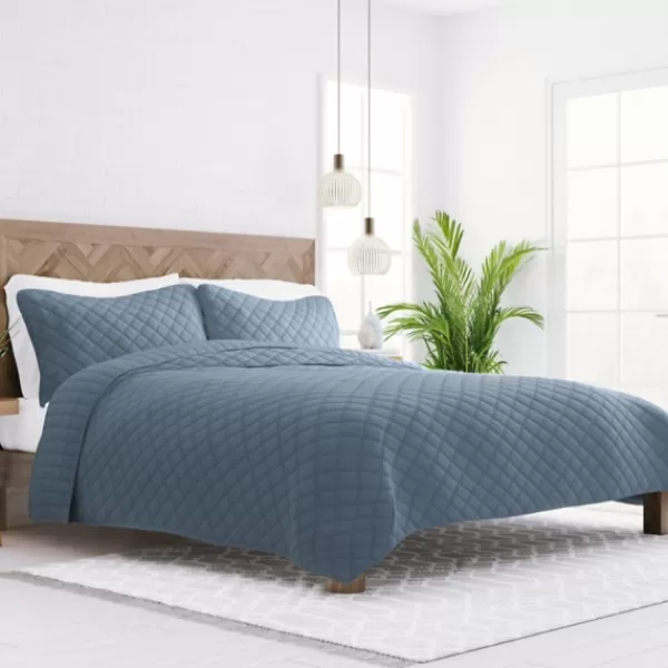 Quilts-Kirkland's Home Stitched Diamond 2-Pc. Twin Quilt Set Blue