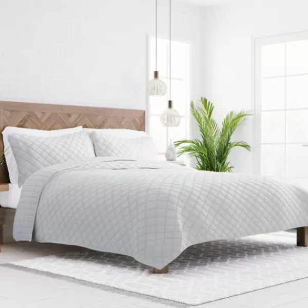 Quilts-Kirkland's Home Stitched Diamond 2-Pc. Twin Quilt Set Gray