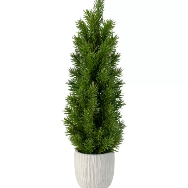 Trees & Topiaries-Kirkland's Home Stone Base Fir Mini Potted Christmas Tree Green/Gray