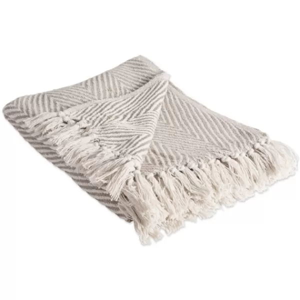 Blankets & Throws-Kirkland's Home Stone Chevron And Fringe Throw Brown