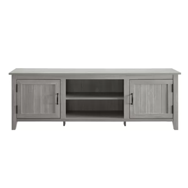 Tv Stands & Media Consoles-Kirkland's Home Stone Grooved Door Modern Farmhouse Tv Stand Gray