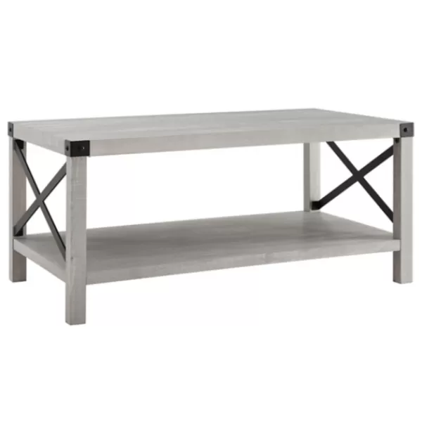 Coffee Tables-Kirkland's Home Stone Modern Farmhouse Coffee Table Gray