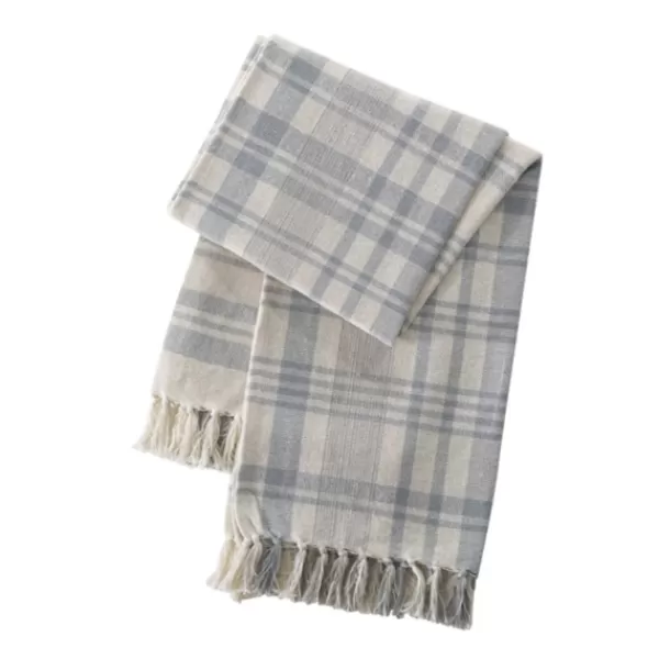 Blankets & Throws-Kirkland's Home Stone Plaid Cotton Throw Gray/Tan