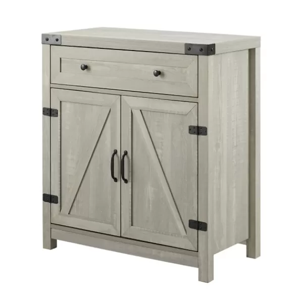 Cabinets & Sideboards-Kirkland's Home Stone Rustic Barndoor Cabinet Gray