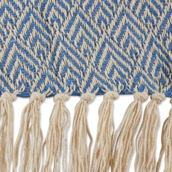 Blankets & Throws-Kirkland's Home Stone Wash Diamond Fringe Throw Blue