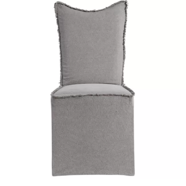 Dining Chairs-Kirkland's Home Stonewash Fringe Slipcover Dining Chairs, Set Of 2 Gray