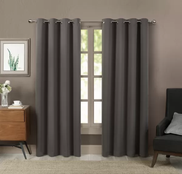 Curtains & Drapes-Kirkland's Home Stormy Blackout Curtain Panel Set, 84 In. Gray