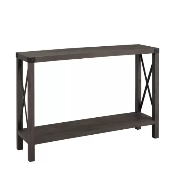 Console Tables-Kirkland's Home Stormy Gray X Side Frame Console Table