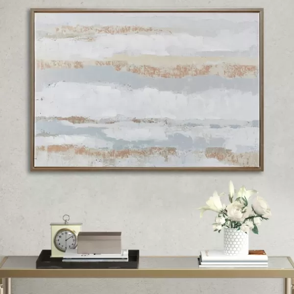 Framed Art-Kirkland's Home Strato Hand Embellished Gold Foil Framed Art Print Gray/White/Gold