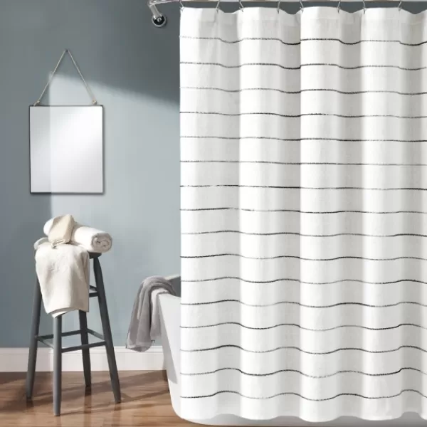 Shower Curtains-Kirkland's Home Stripe Ombre Shower Curtain Gray