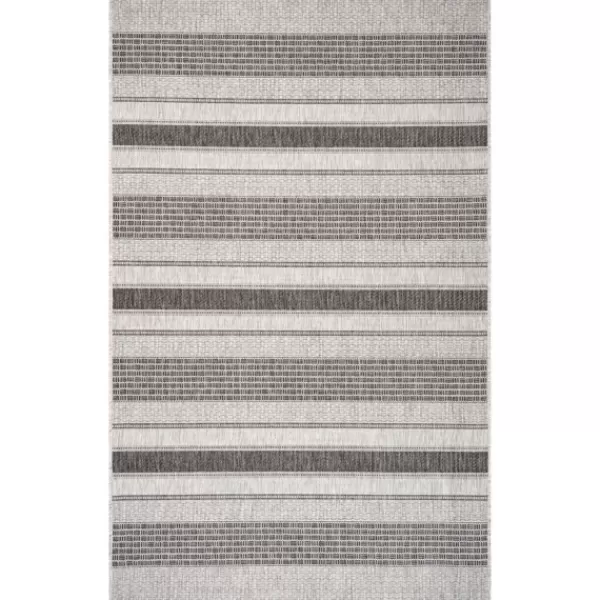 Outdoor Rugs-Kirkland's Home Stripe Weave Sun Shower Outdoor Area Rug, 7X9 Gray