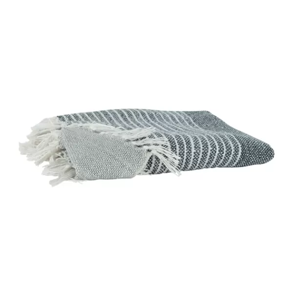 Blankets & Throws-Kirkland's Home Stripe Woven Throw Gray