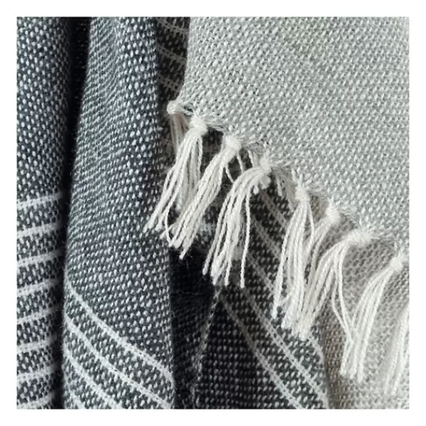 Blankets & Throws-Kirkland's Home Stripe Woven Throw Gray