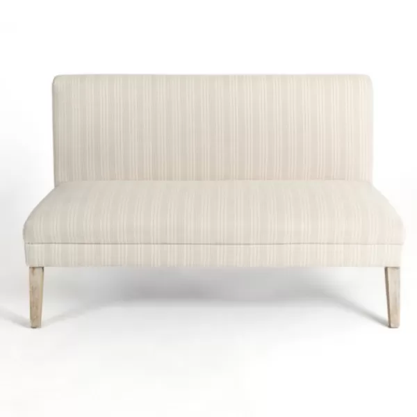 Benches & Ottomans-Kirkland's Home Striped Banquette Bench Ivory