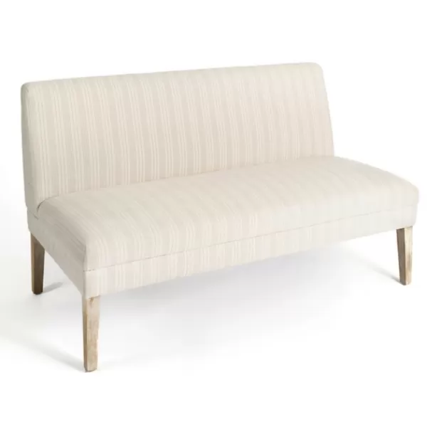 Benches & Ottomans-Kirkland's Home Striped Banquette Bench Ivory