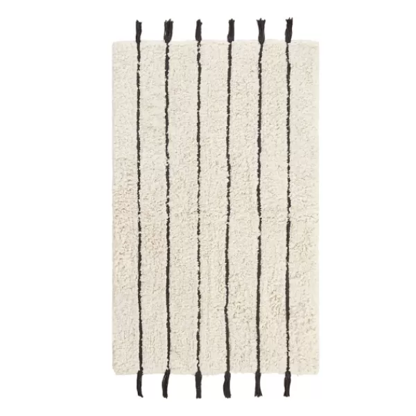 Bathroom Rugs-Kirkland's Home Striped Tassel Bath Mat Ivory