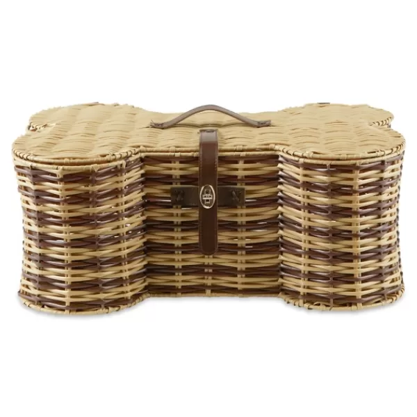 Baskets & Boxes-Kirkland's Home Striped Woven Bone Shaped Basket, 21 In. Tan/Brown