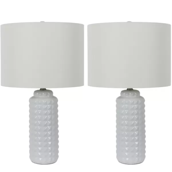 Table Lamps-Kirkland's Home Studded Ceramic Table Lamps, Set Of 2 White