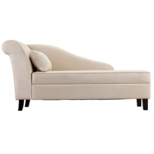 Sofas & Loveseats-Kirkland's Home Suede Upholstered Chaise Lounge With Storage Ivory