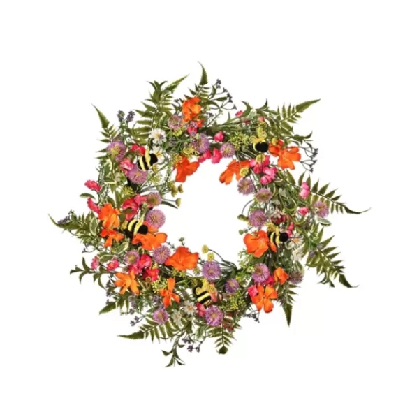 Wreaths-Kirkland's Home Summer Bloom Wreath Green/Orange