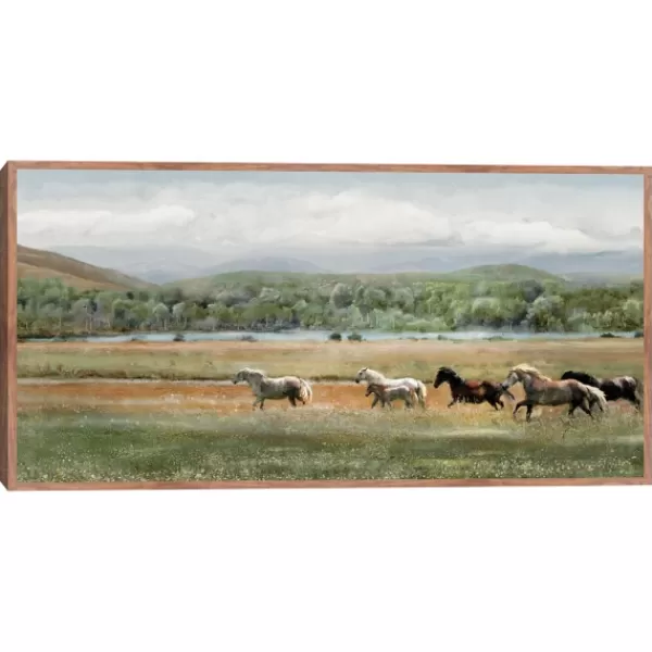 Canvas Art-Kirkland's Home Summer Herd Framed Canvas Art Print Green/Gray