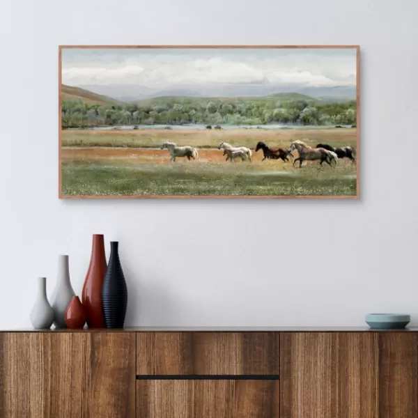 Canvas Art-Kirkland's Home Summer Herd Framed Canvas Art Print Green/Gray