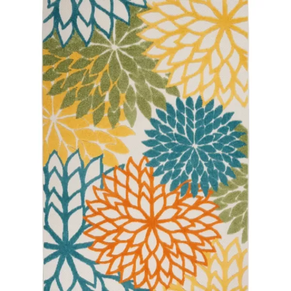Outdoor Rugs-Kirkland's Home Summer Hues Floral Burst Outdoor Area Rug, 6X9 Multi