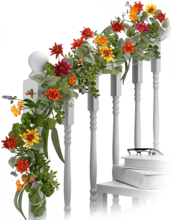 Arrangements & Greenery-Kirkland's Home Summer Shasta Daisy Garland Multi/Green