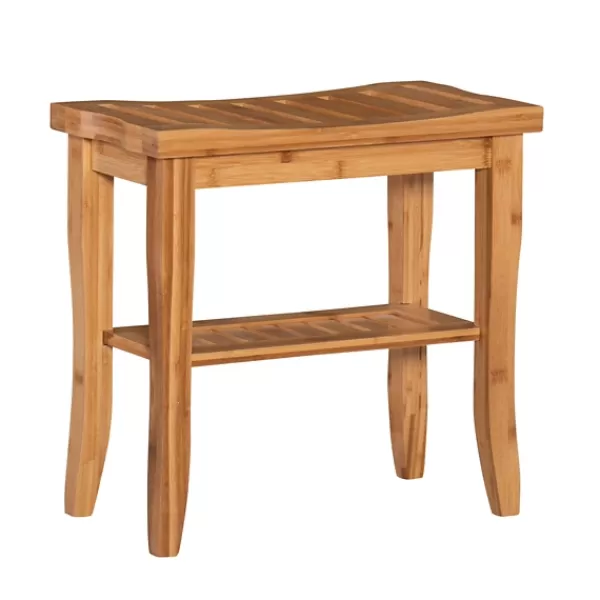 Bathroom Furniture-Kirkland's Home Sumter Bamboo Bathroom Stool